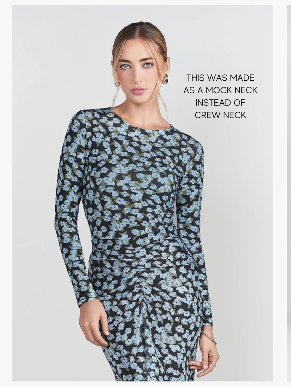 ADINA LAS VEGAS Printed Mock Neck- Blue Floral